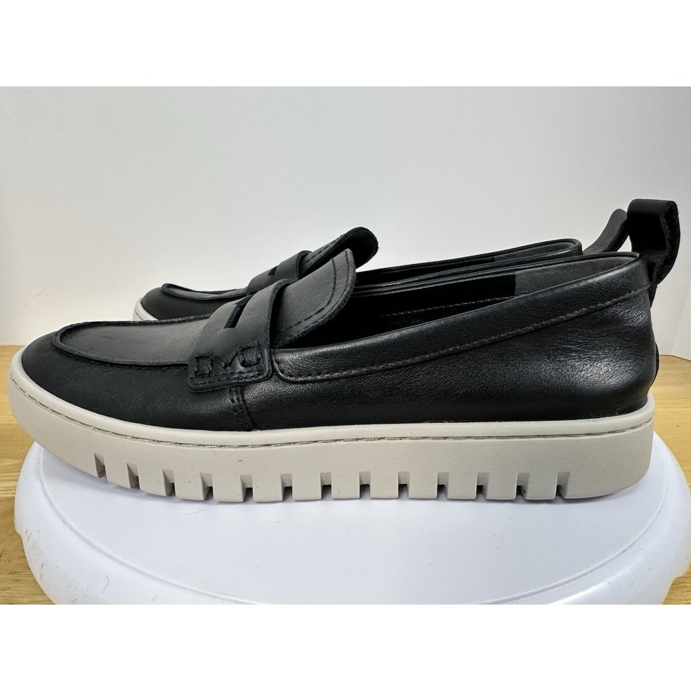 Vionic Uptown Black Leather Loafer Sneakers Women's Size 7 Platform‎ Chunky Sole